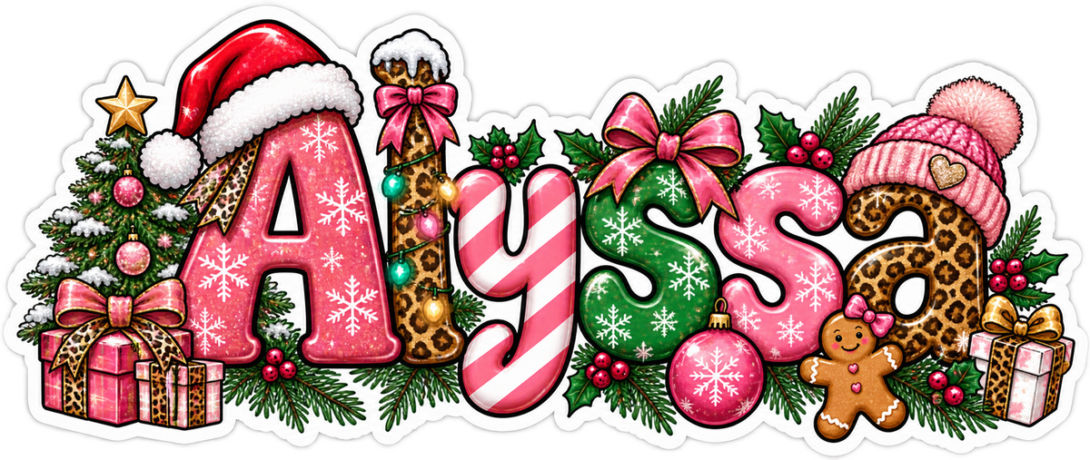 Personalized Christmas Name Sticker PNG | Cricut Print Then Cut
