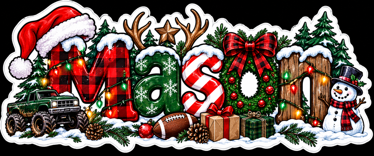 Personalized Christmas Name Sticker PNG | Cricut Print Then Cut