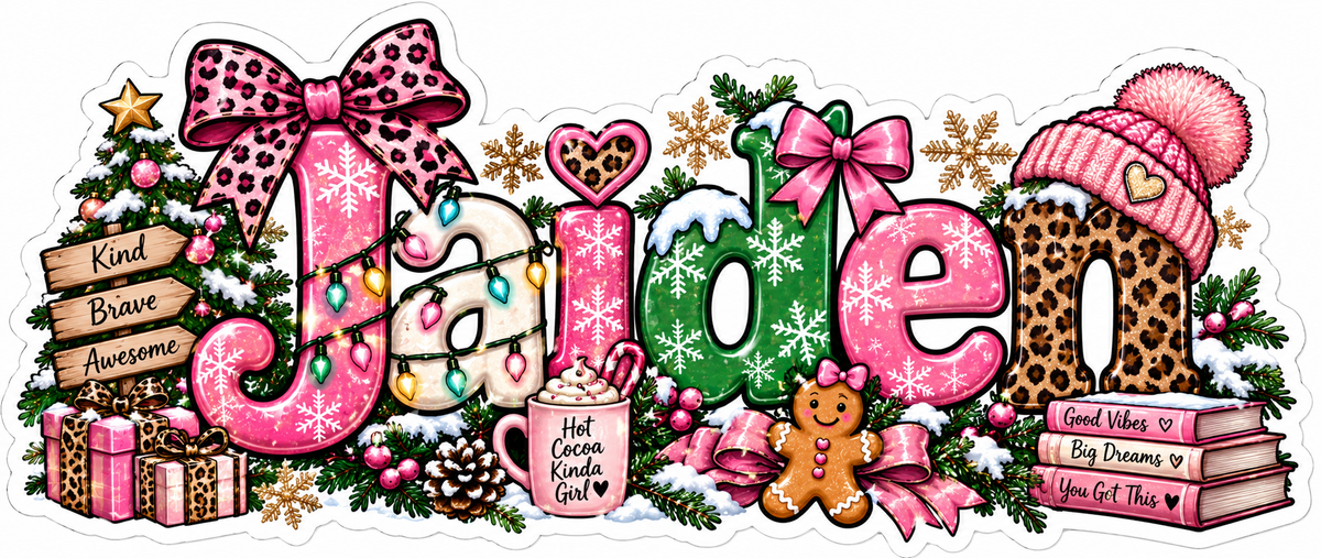 Personalized Christmas Name Sticker PNG | Cricut Print Then Cut