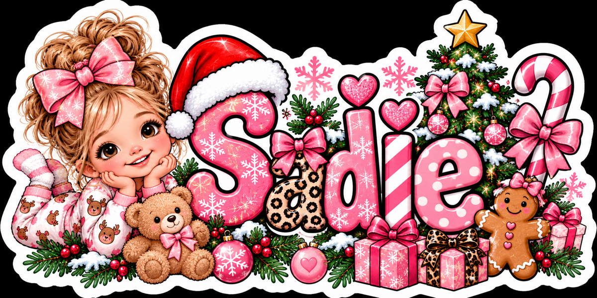 Personalized Christmas Name Sticker PNG | Cricut Print Then Cut