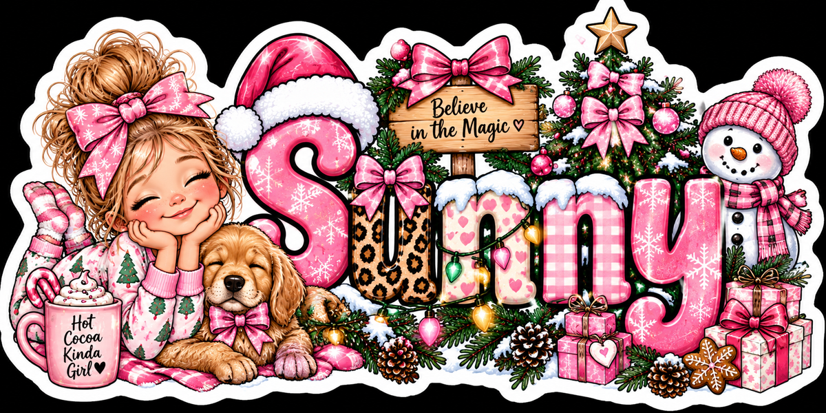 Personalized Christmas Name Sticker PNG | Cricut Print Then Cut