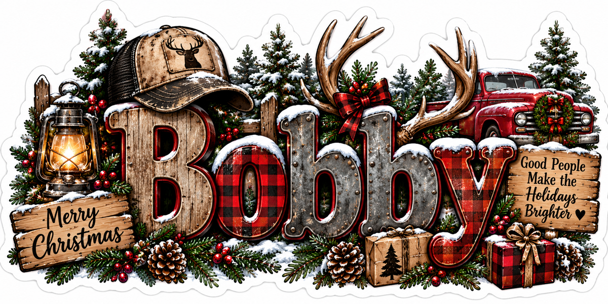 Personalized Christmas Name Sticker PNG | Cricut Print Then Cut