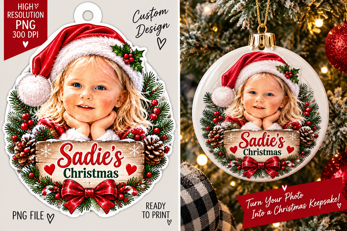 Custom Christmas ornament design from photo digital PNG example