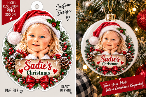 Custom Christmas ornament design from photo digital PNG example