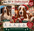 Custom pet Christmas portrait before and after personalized digital PNG